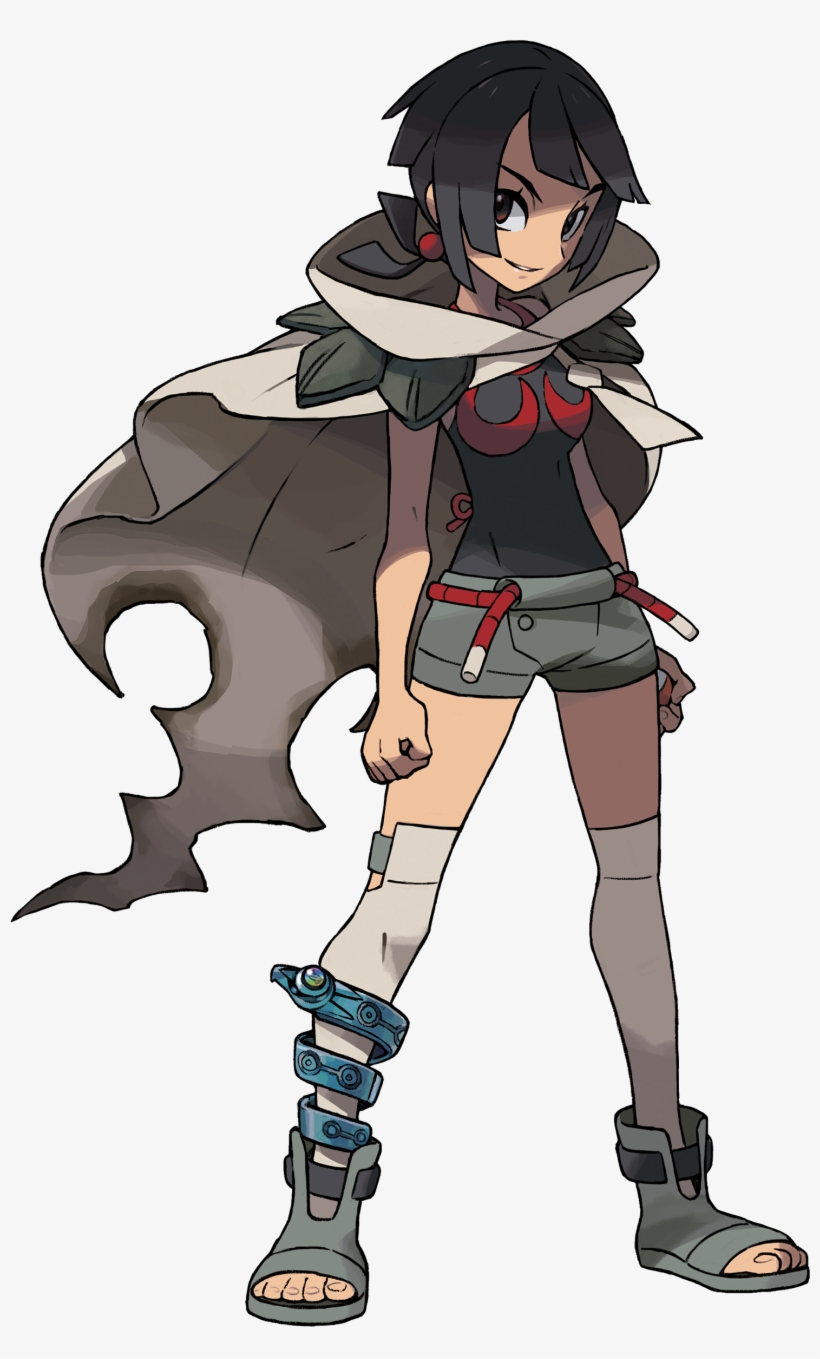 Ankle Boots Anklet Black Hair Boots Breasts Chaps Cloak - Pokemon Rubi Omega Episodio Delta, transparent png download