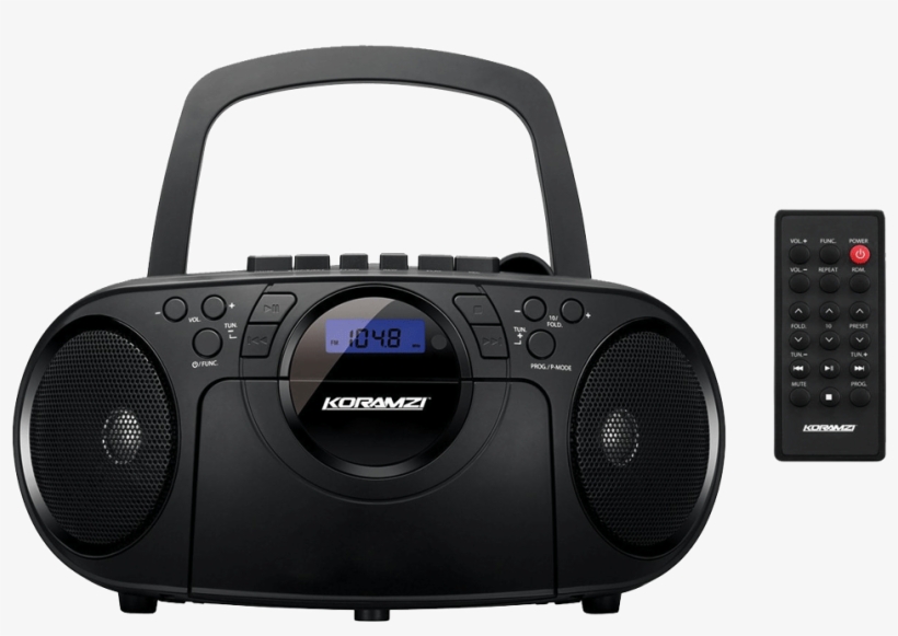 Koramzi Portable Cd Boombox Full Range Stereo Sound - Koramzi Portable Cd/mp3/usb Radio Cassette Recorder:, transparent png download