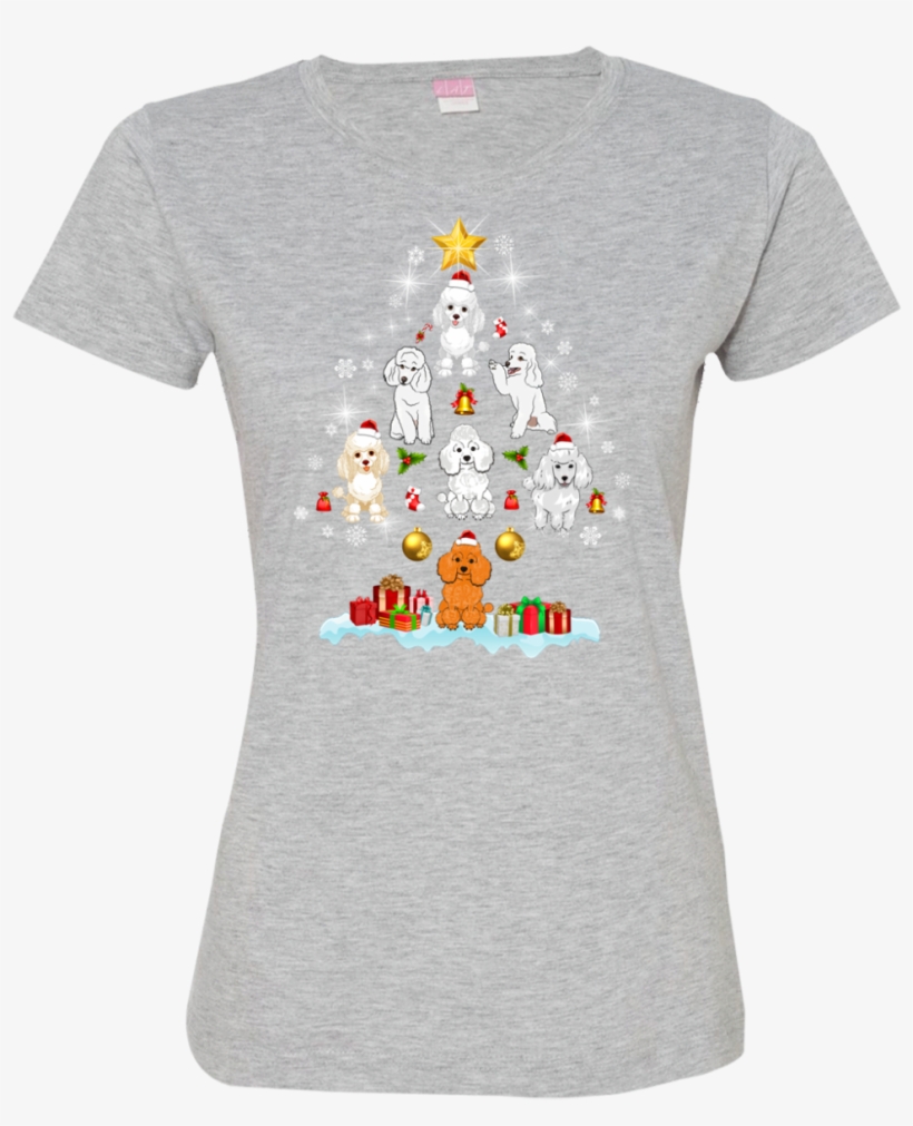 Christmas Tree Poodle - Chihuahua Glitter Womens Tshirt, transparent png download