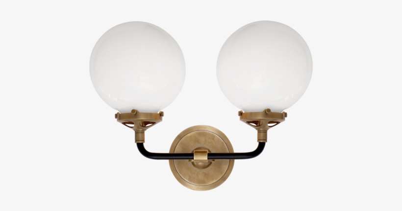 Bistro Double Light Curved Sconce In Hand-rubbed Antique - Double Globe Sconce Gold, transparent png download