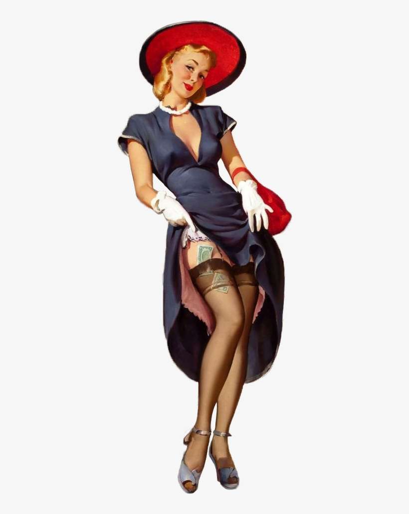 Vintage Pin Up Girl Lady Woman Polyvore Moodboard Filler - Gil Elvgren Pin-up Girl Art Print 32x24, transparent png download