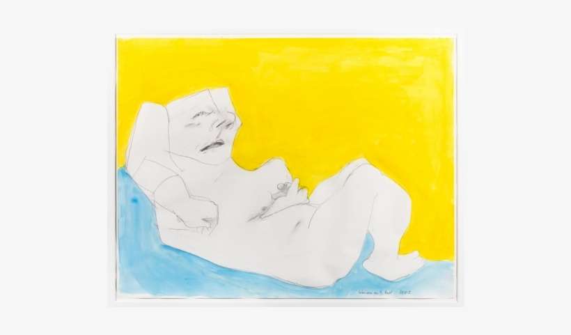 Maria Lassnig, Woman In The Bed, 2002 Pencil And Watercolour - Painting, transparent png download