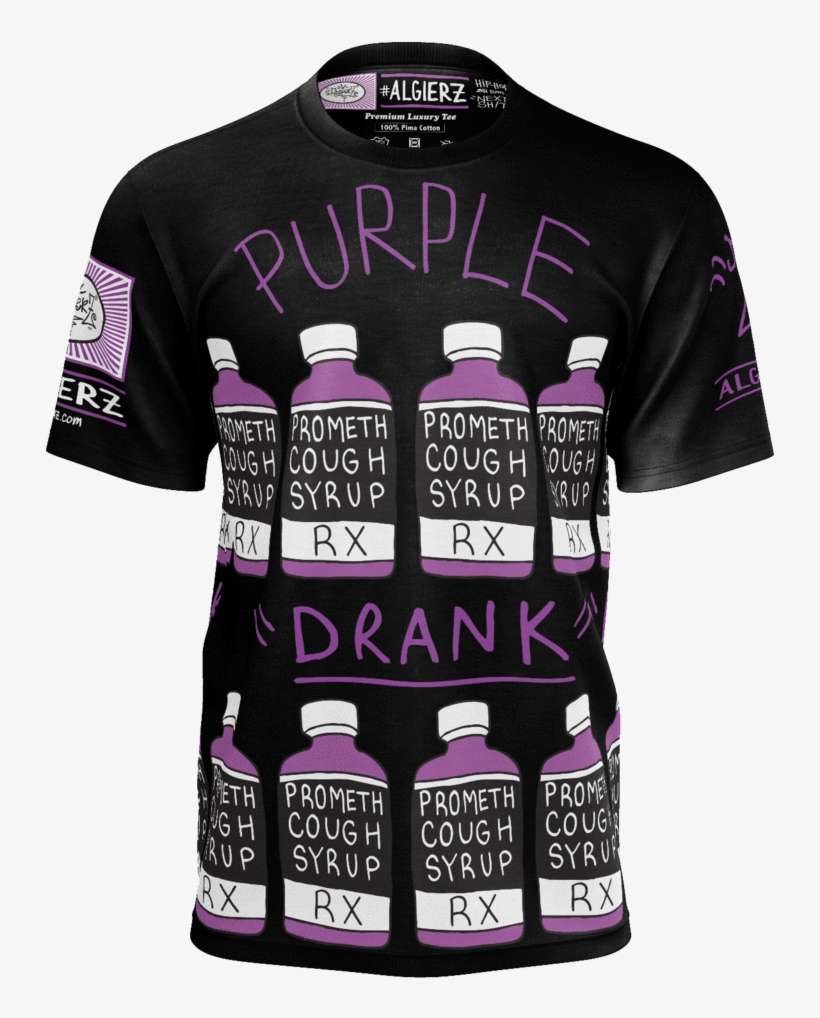 Purple Drank, Repeating Remix, Black T-shirt - Shirt, transparent png download
