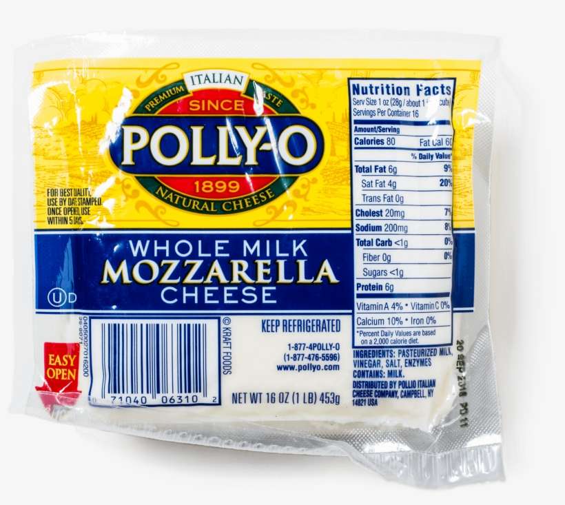 Polly-o Whole Milk Mozzarella Cheese - 16 Oz Block, transparent png download