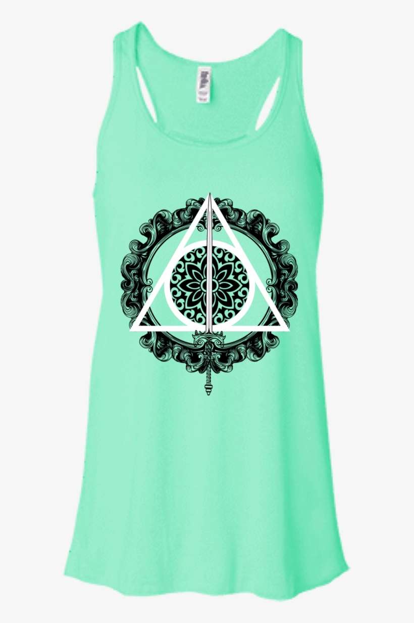 Harry Potter Deathly Hallow T-shirts - Bella + Canvas Ladies' B8800 Flowy Racerback Tank, transparent png download
