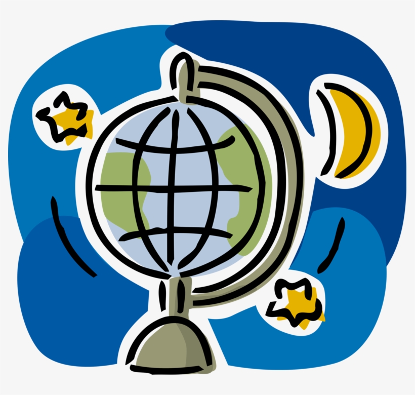 World Globe With Stars And Moon - Vector Graphics, transparent png download