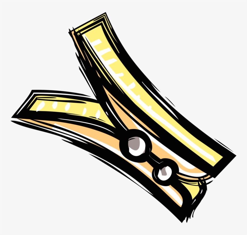 Vector Illustration Of Clothespin Or Clothes-peg Fastener - Clip Art, transparent png download