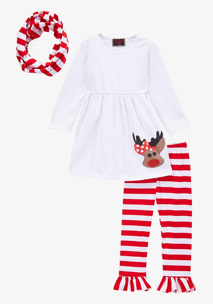 3pc Red Reindeer Christmas Scarf Set - Clothing, transparent png download