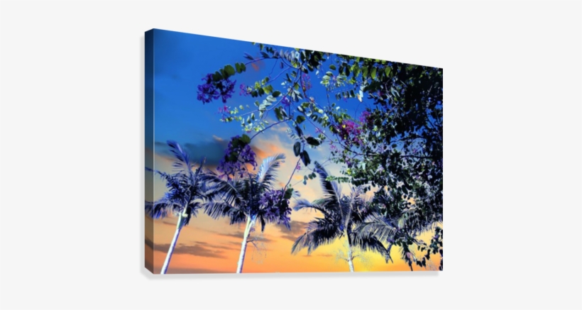 Sun Rise And Tree Canvas Print - Painting, transparent png download
