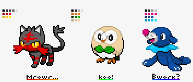 Litten, Rowlet, Popplio - Cartoon, transparent png download