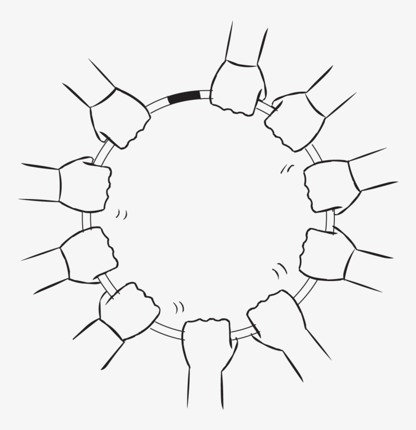 Back Overhead View Of Group Of Hands Holding Onto A - Hula Hoop, transparent png download