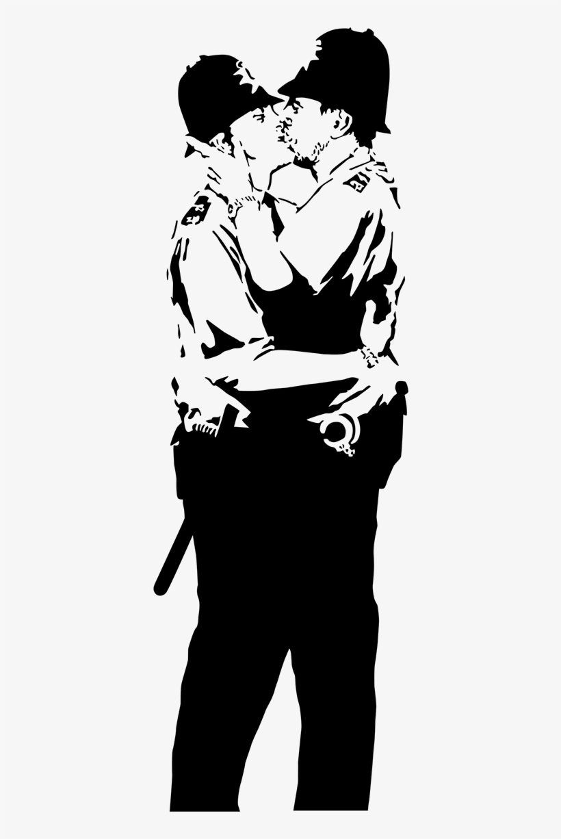 Banksy's Kissing Policemen Sticker - Brighton, transparent png download