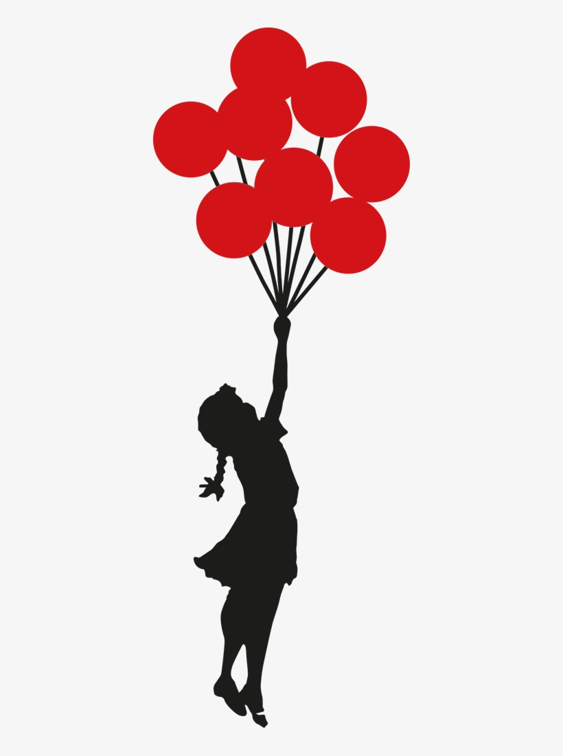 Banksy Girl With Balloons Wall Sticker - Banksy Balloon Girl, transparent png download