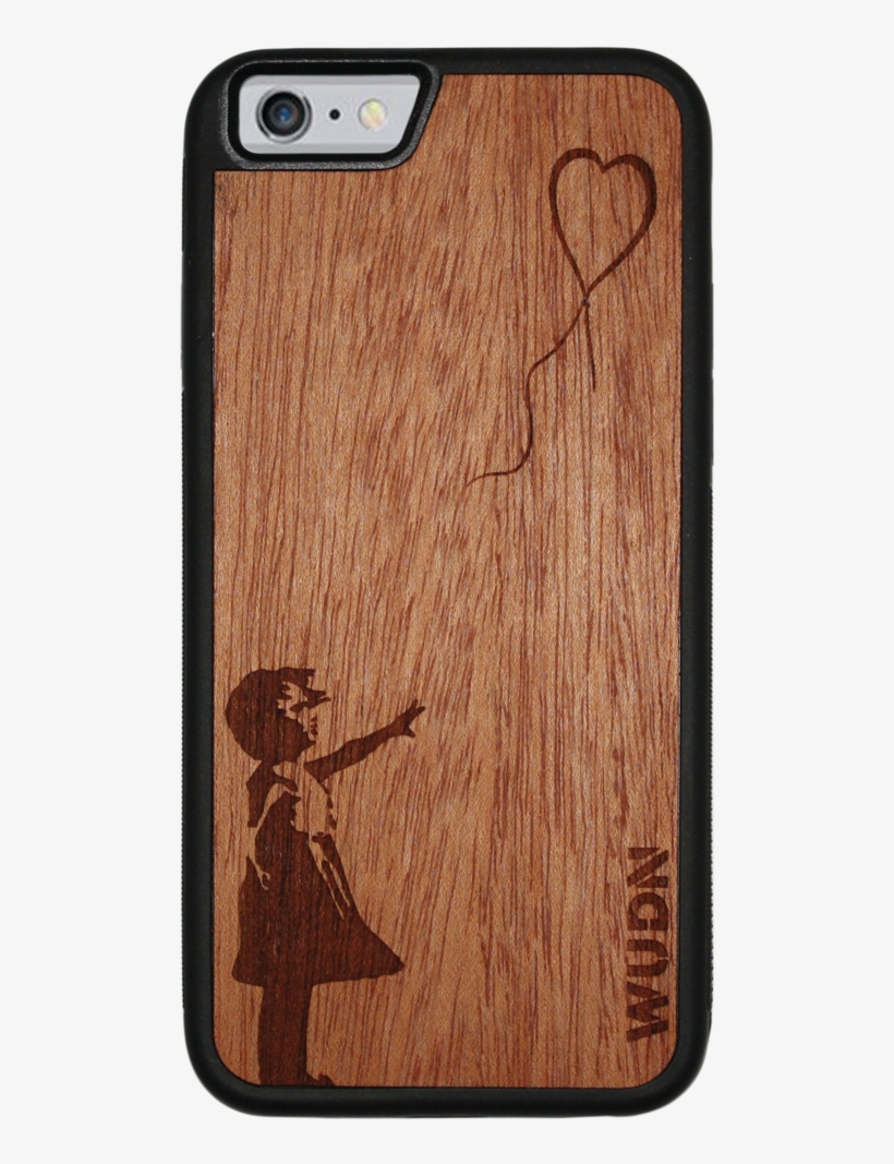 Slim Wooden Phone Case - Banksy Girl With Balloon, transparent png download