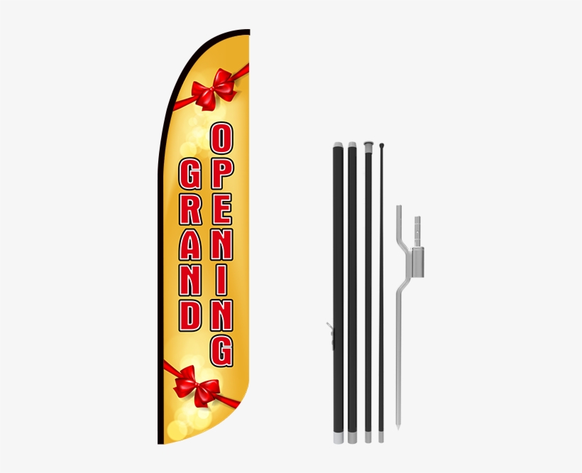 13ft Grand Opening Stock Blade Flag With Ground Stake - Flag, transparent png download