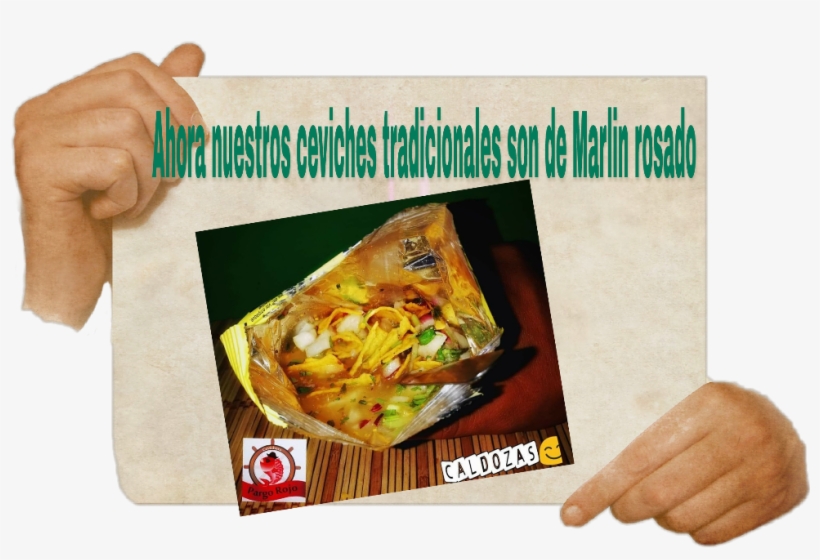 Ceviche Pargo Rojocevichedepescado - Hands Holding Paper, transparent png download