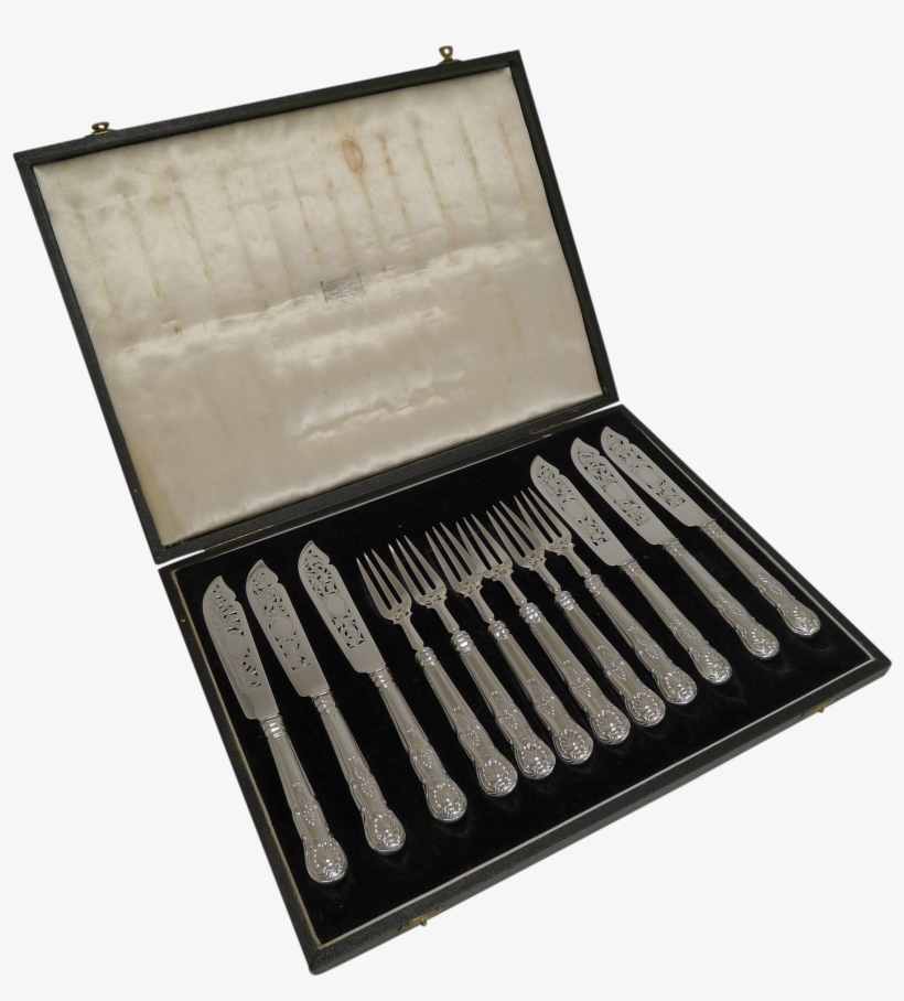 Set Six Antique English Sterling Silver Fish Knives - Fork, transparent png download