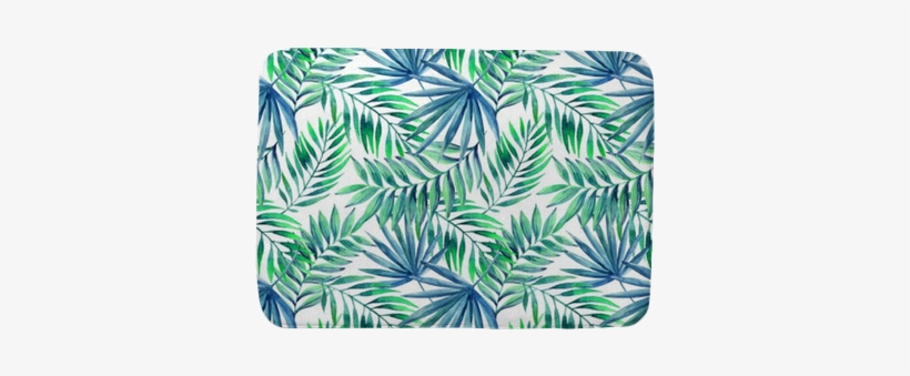 Watercolor Tropical Leaves Seamless Pattern Bath Mat - Watercolor Painting, transparent png download