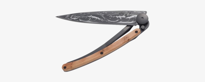 Deejo Tattoo Pocket Knife Wave - Deejo Knife | Juniper Wood 37g Black - Esoteric, transparent png download