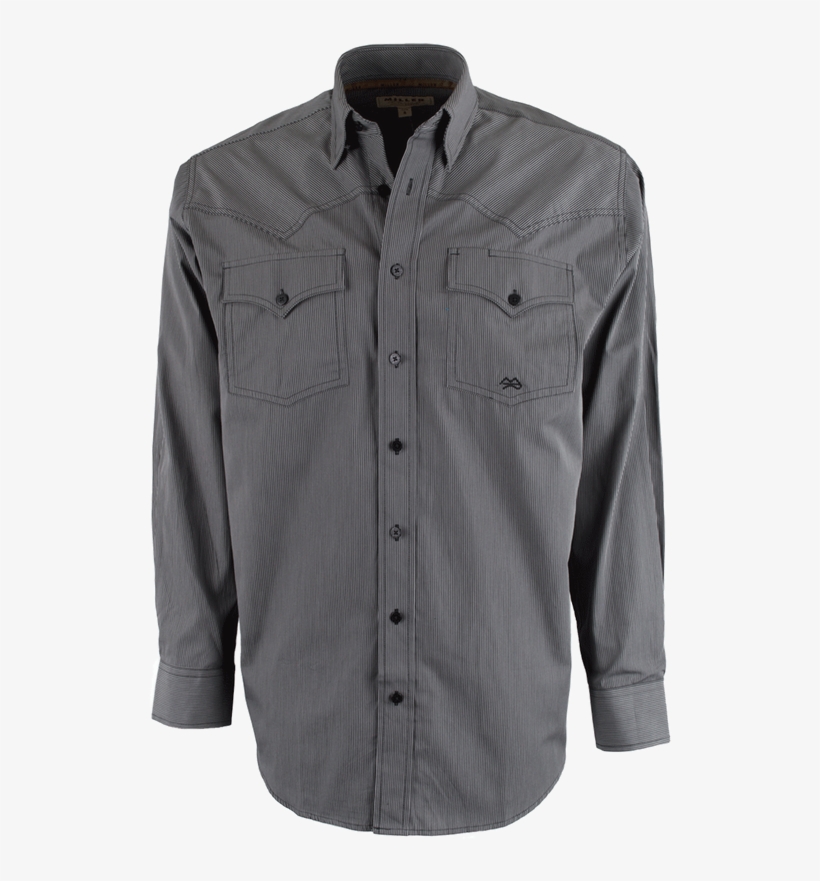 Black And Gray Striped Button-up Shirt - Button, transparent png download