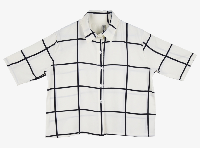 Grid Button-up Shirt - Aesthetic Grid Button Up Shirt, transparent png download