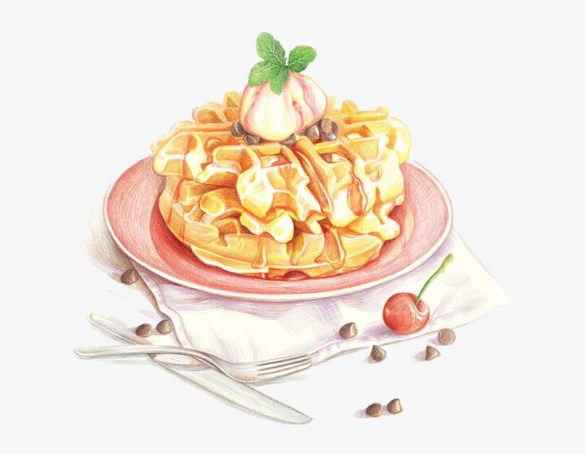 Pancake Waffle Food Watercolor Painting - Watercolor Waffles Png, transparent png download