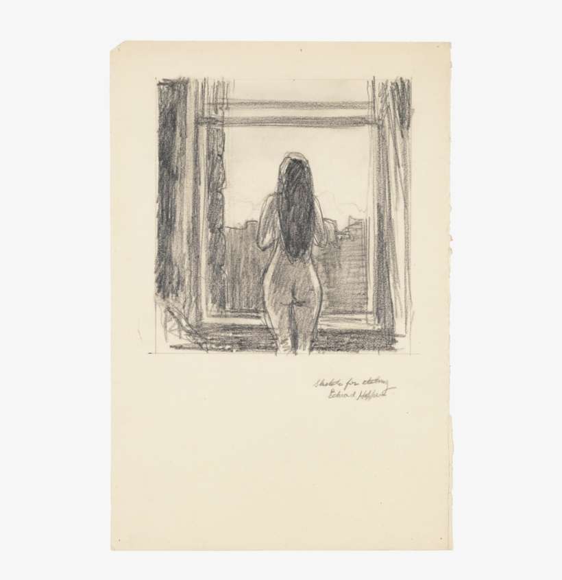 A Nude Woman's Back Looking Out On A Landscape - Looking Out A Window Drawing, transparent png download