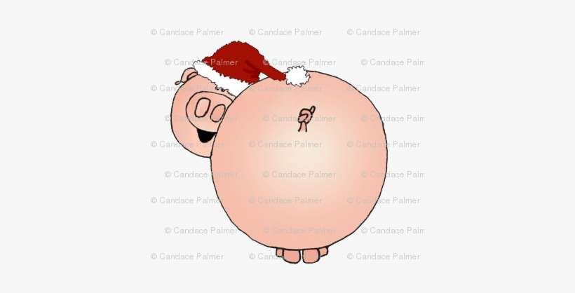Christmas Pig Wearing A Santa Hat - Pig In A Santa Hat, transparent png download