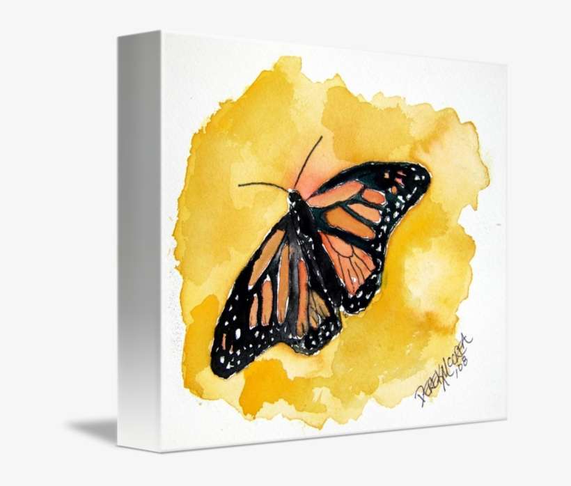 Orange Monarch Butterfly Watercolor Painting By Derek - Orange Monarch Butterfly Fine Greeting Card, transparent png download