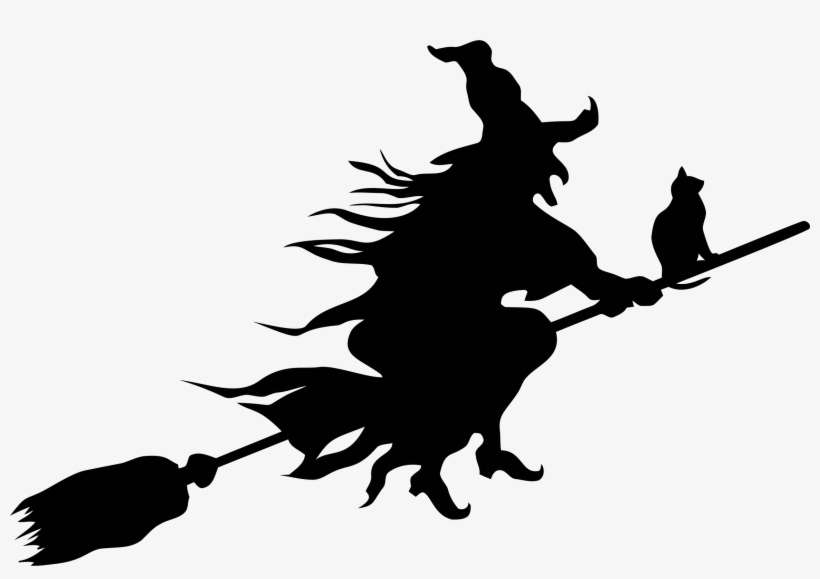Witch On Broom Png - Witch Flying Silhouette, transparent png download