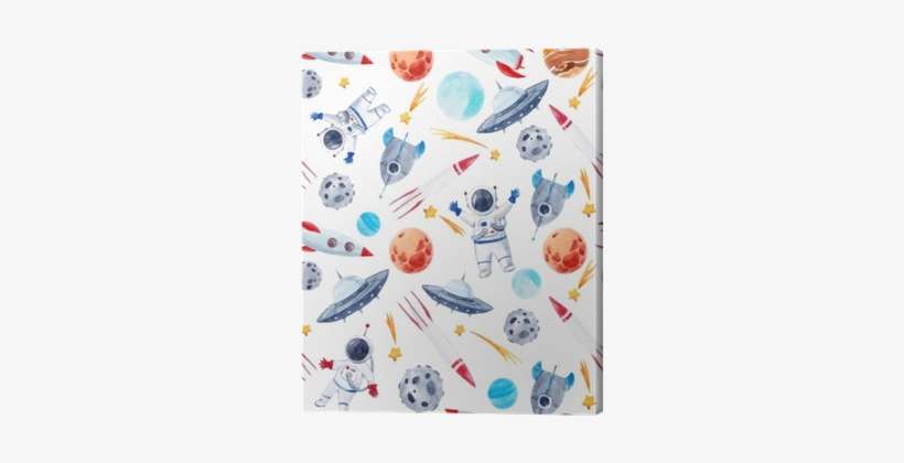 Watercolor Space Baby Vector Pattern Canvas Print • - Watercolor Painting, transparent png download