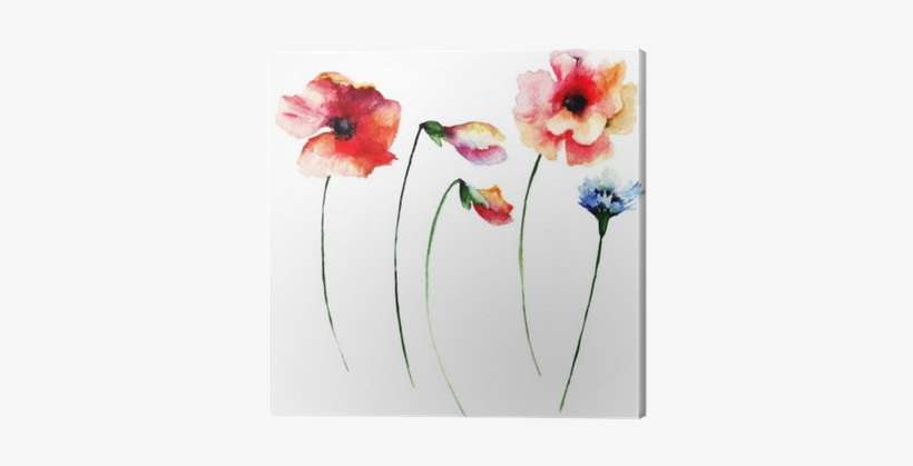 Set Of Summer Watercolor Flowers Canvas Print • Pixers® - Watercolor Painting, transparent png download