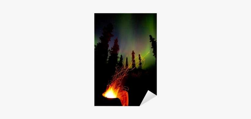 Taiga Firepit Camp Fire Sparks And Northern Lights - Campfire, transparent png download