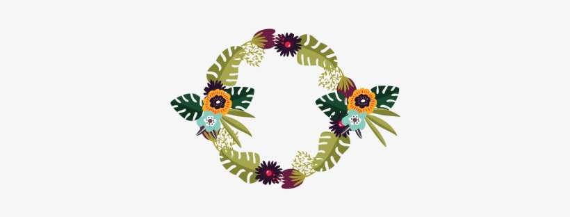 Tropical Flowers Wreath With Forest Flowers, Tropical - Flower, transparent png download