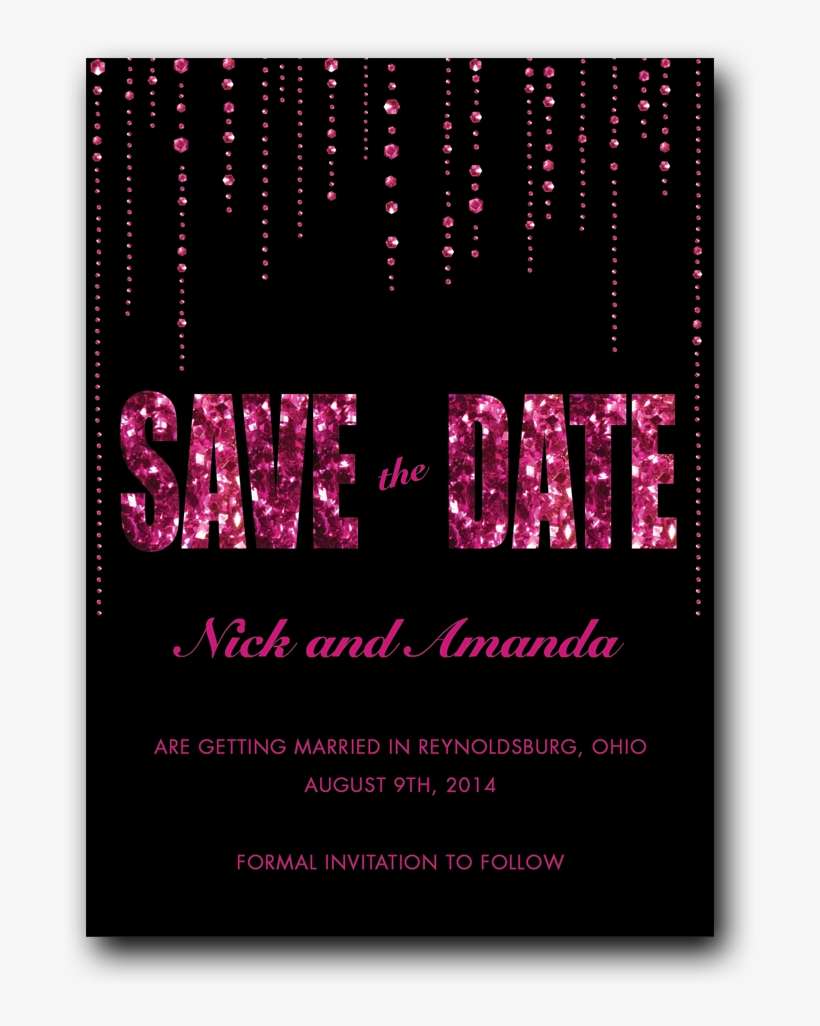 Hot Pink Glitter Save The Date - Graphic Design, transparent png download