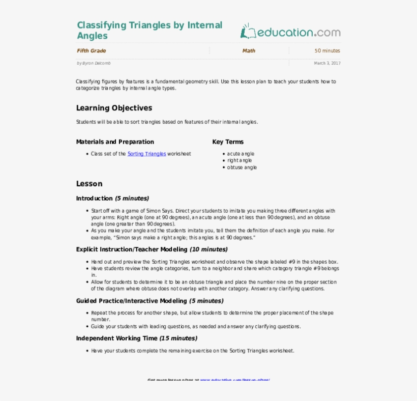 Related Learning Resources - Lesson Plan Of Triangle, transparent png download