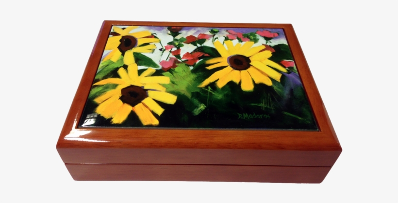 Wooden Keepsake Box - Three Sunflowers, transparent png download
