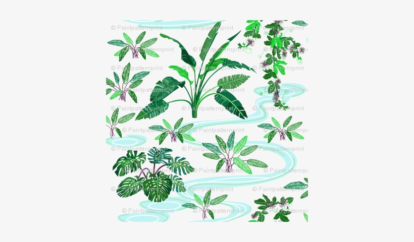 Tropical Plants Png Tropical Plant Wallpaper - Spoonflower, transparent png download