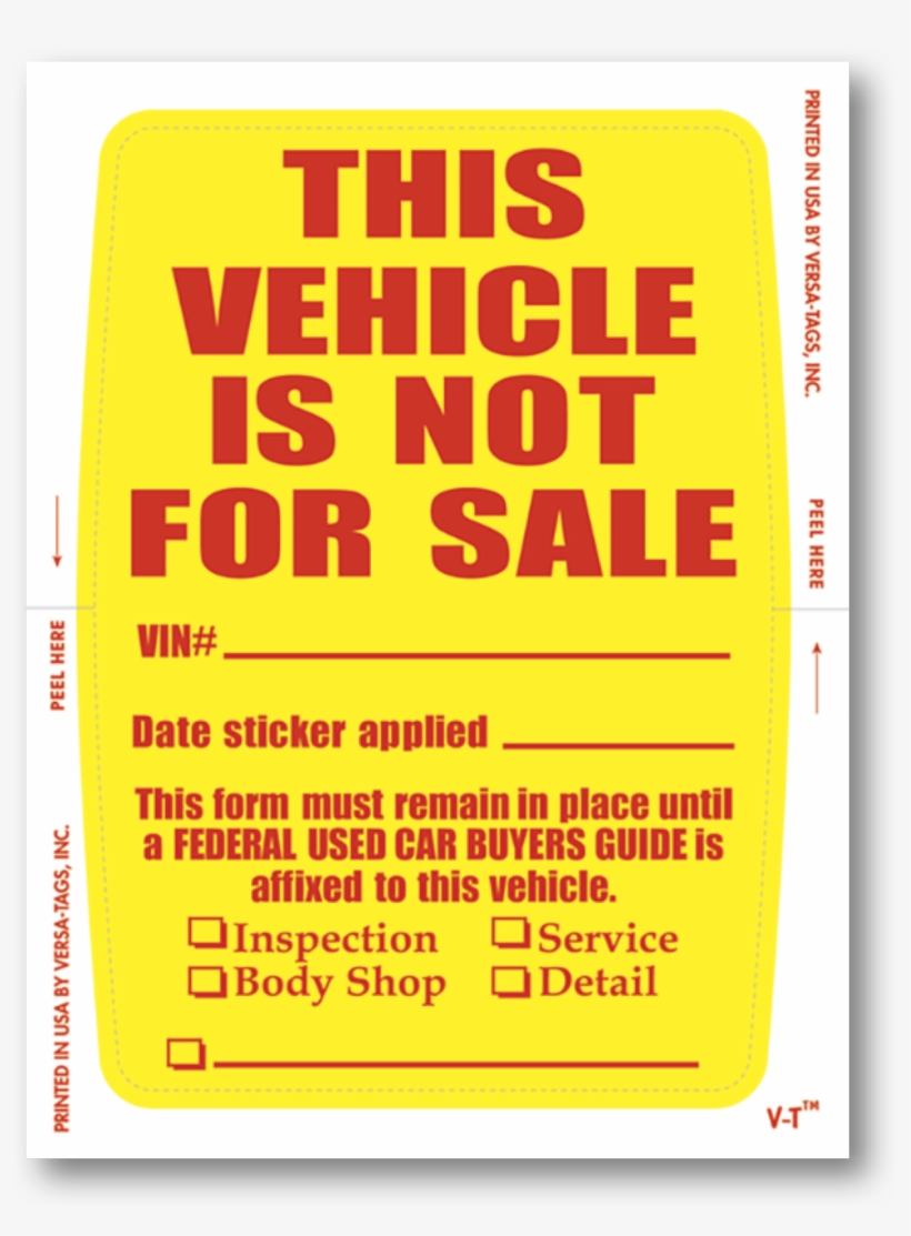 Kleer Bak Not For Sale Stickers - Car Not For Sale Sign, transparent png download
