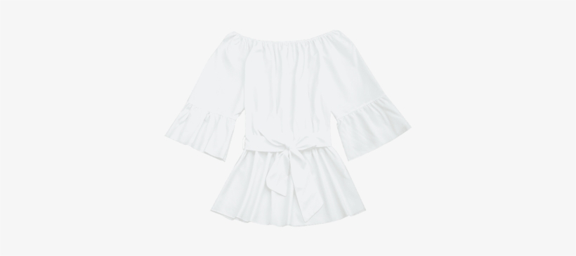 White Flare Sleeve Belted Blouse - A-line, transparent png download