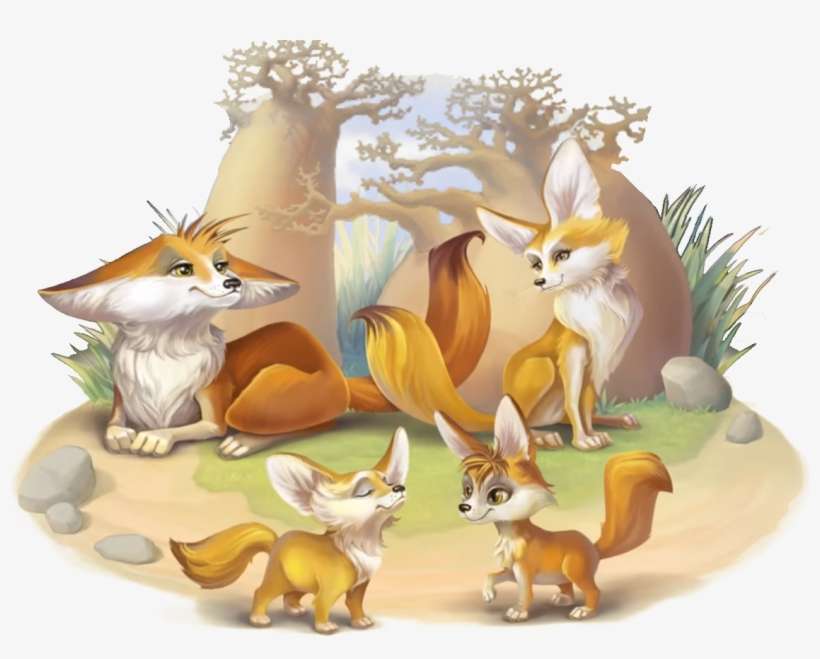 Fennec Fox Family - Red Fox And Fennec Fox, transparent png download