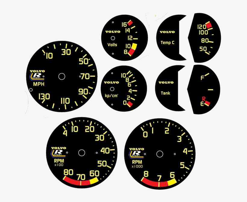 Logos On Speedo And Tach, Volvo On Small Gauges - Blazer, transparent png download