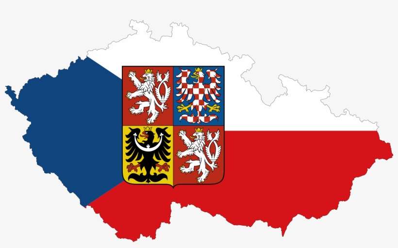 Czech Republic Map Flag With Stroke And Coat Of Arms - Czech Flag Coat Of Arms, transparent png download