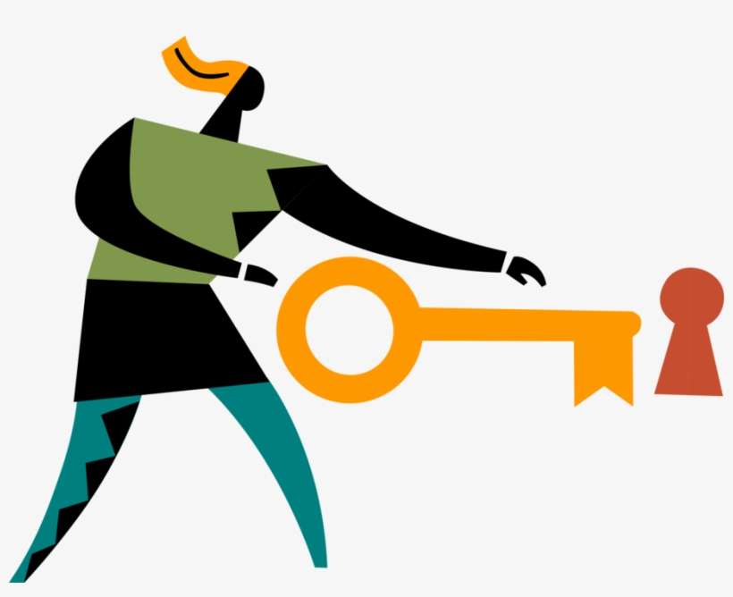 Vector Illustration Of Security Key Opens Keyhole Lock - Keyhole, transparent png download