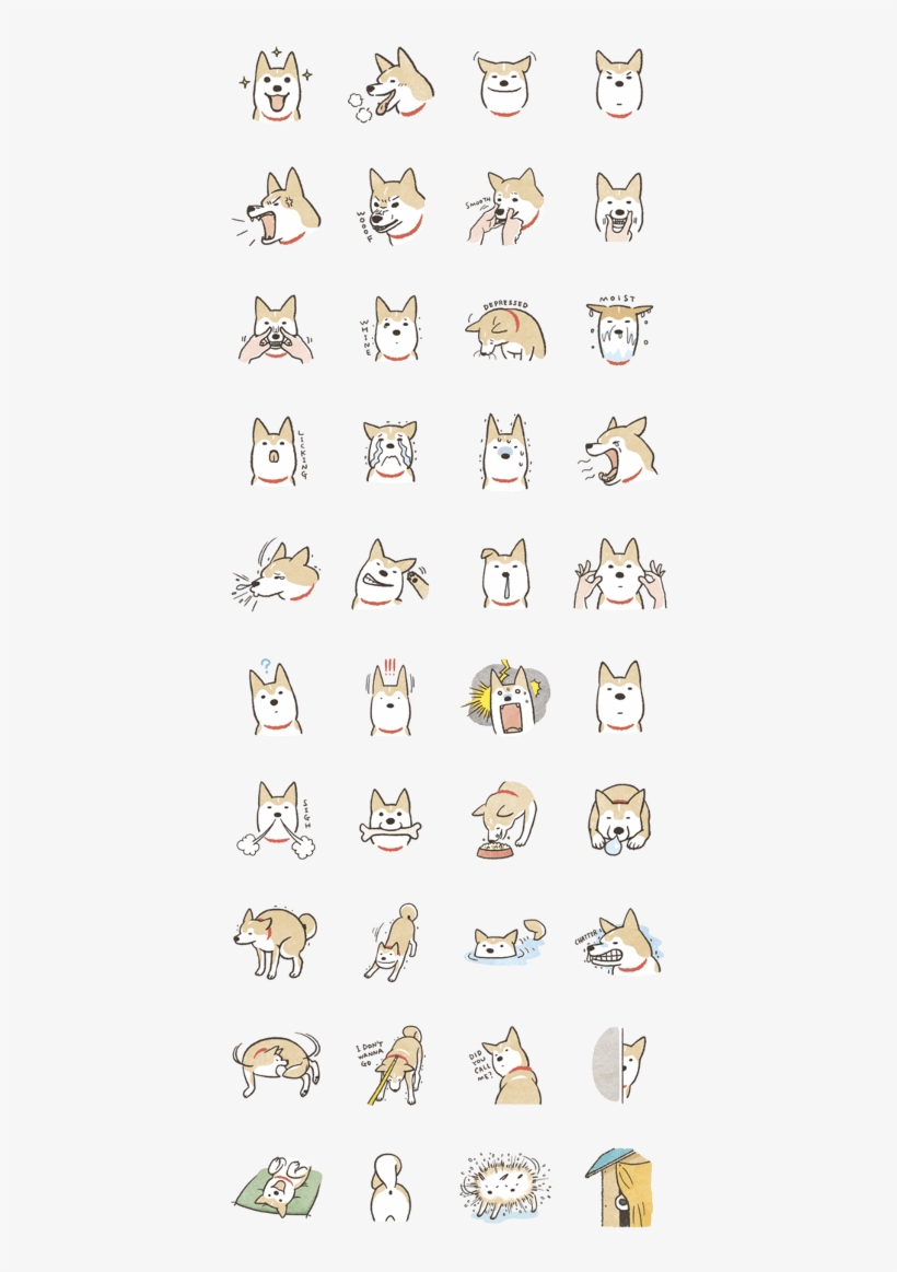 Line Sticker1020345 - Dog Face Expressions Art, transparent png download