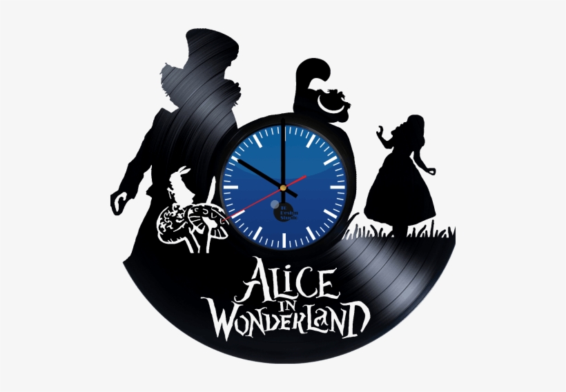 Alice In Wonderland Handmade Vinyl Record Wall Clock - Vinyl Clock Alice In Wonderland, transparent png download