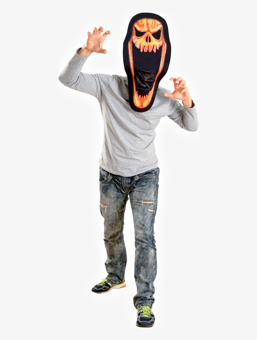 Big Scary Pumpkin Head Mask, , Large - Br, transparent png download