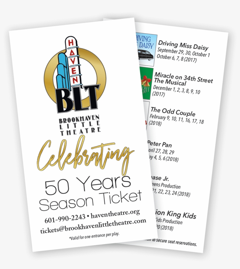 Brookhaven Little Theatre 2017-2018 Season Tickets - Brookhaven Little Theatre, transparent png download