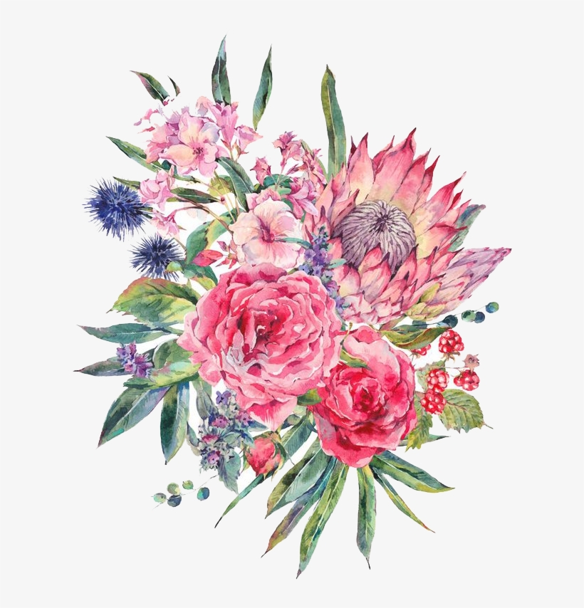 Bouquet Vector Rose Watercolor Image Transparent Stock - She Believed She Could So She Did: Bullet Grid Journal, transparent png download