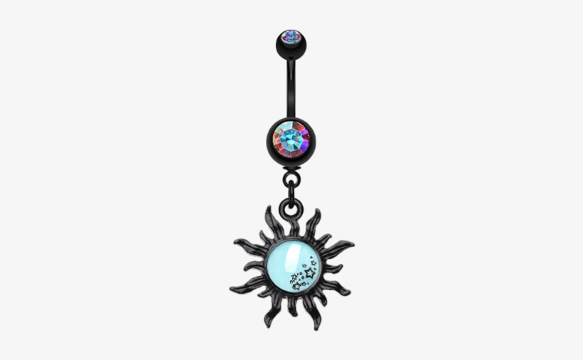 Dangling Belly Ring - Black Sun Belly Button Ring PNG Image